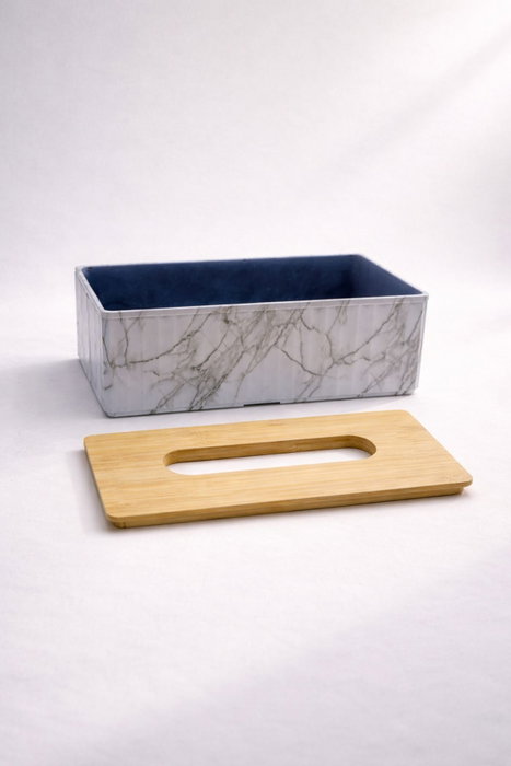 Hermia Soporte para Servilletas BU0117 Blanco y Roble